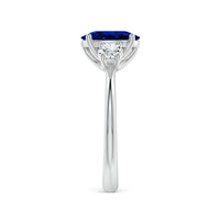 2.50 CTW Oval Lab-Grown Blue Sapphire Diamond Three-Stone Engagement