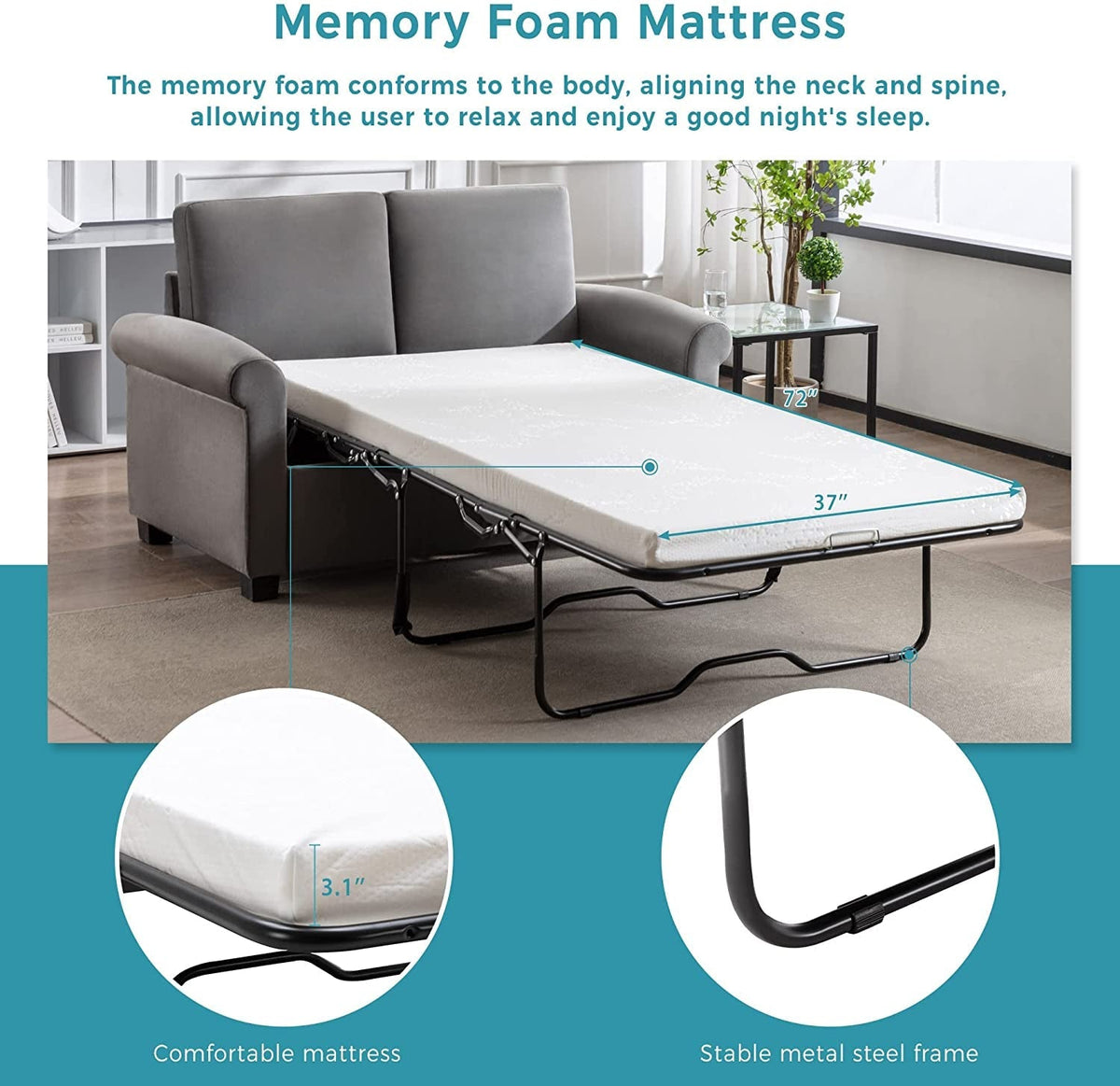 Memory Foam Sofa Bed For Small Spaces Space Saving Studio