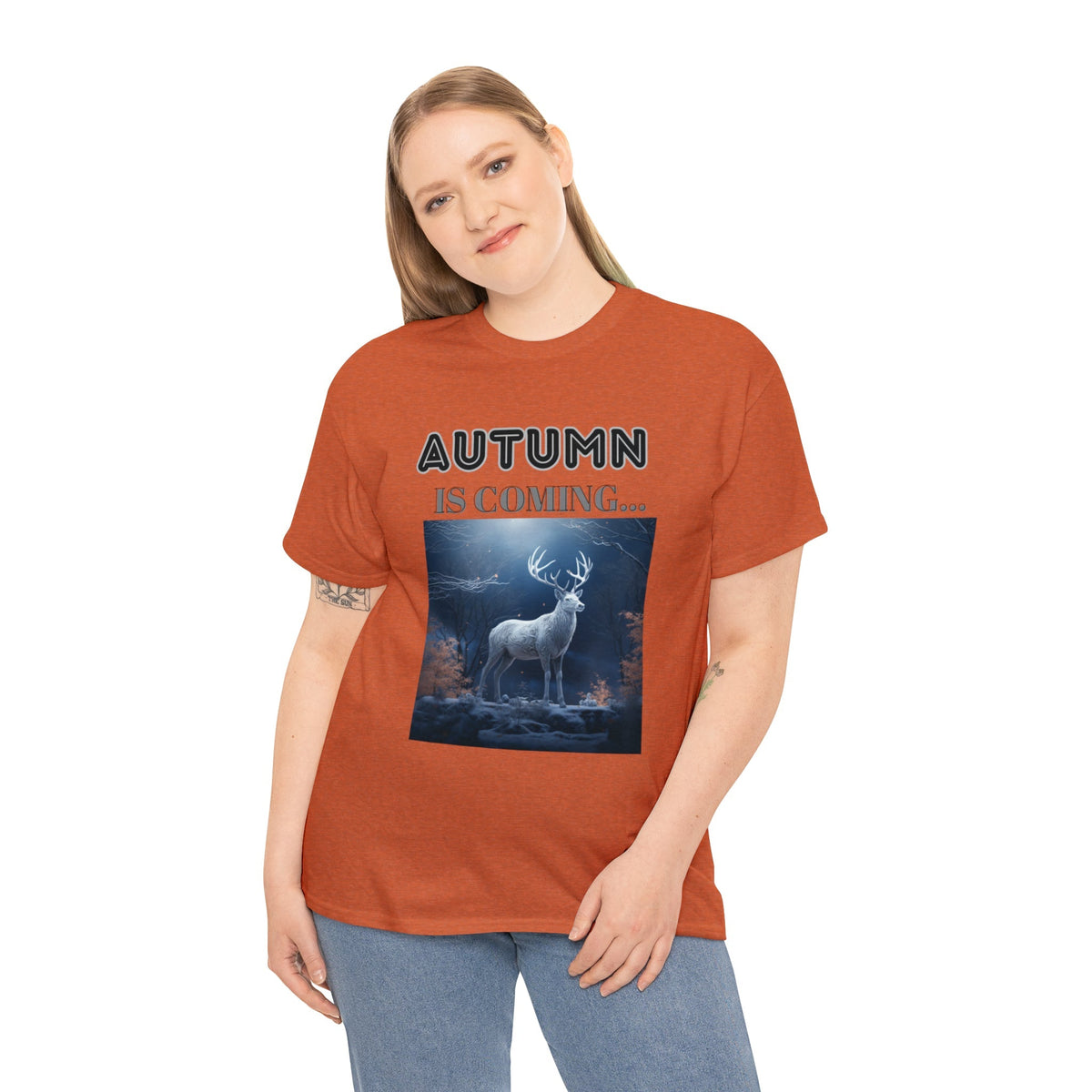 Autumn is coming: Fall Vibes T-shirts | Deer Drinking Brook Leaves Cha
