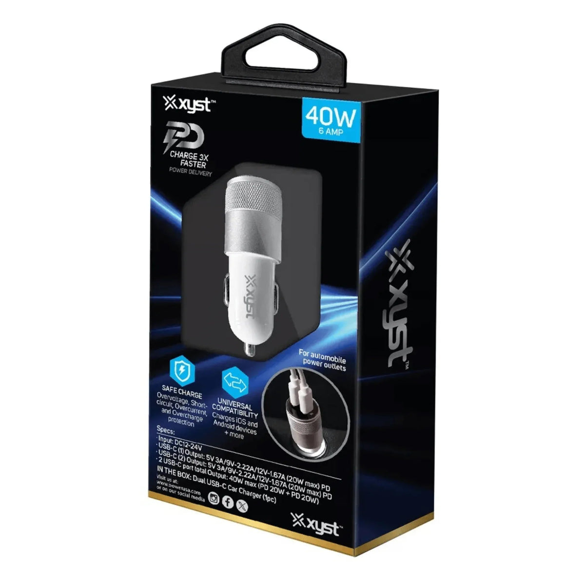 Xyst 40-Watt Dual USB-C Car Charger - Snagva