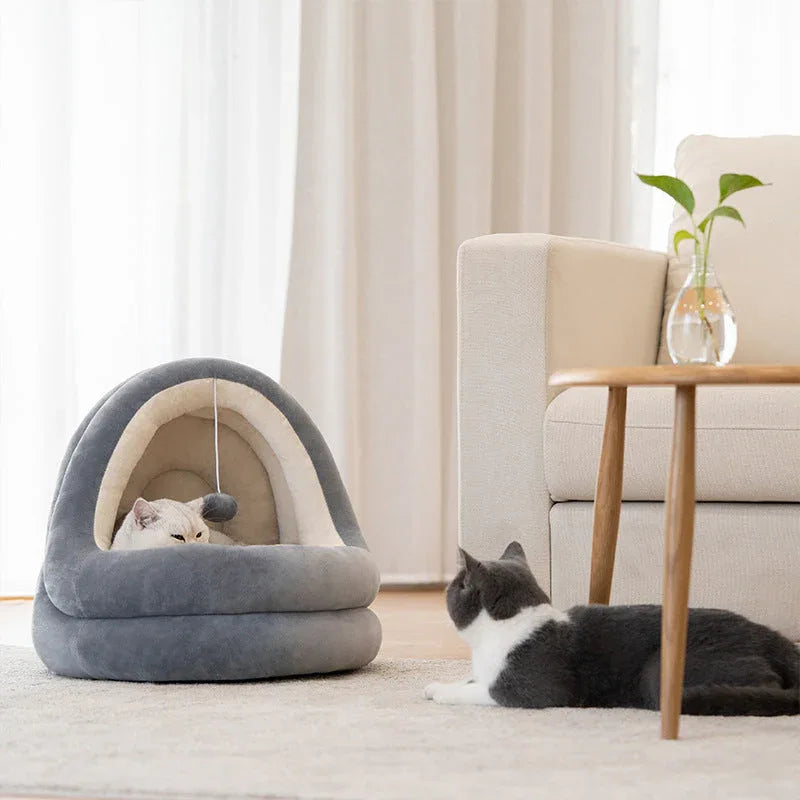 Soft pet sofa mat in a pastel environment, designed for cats and small dogs.