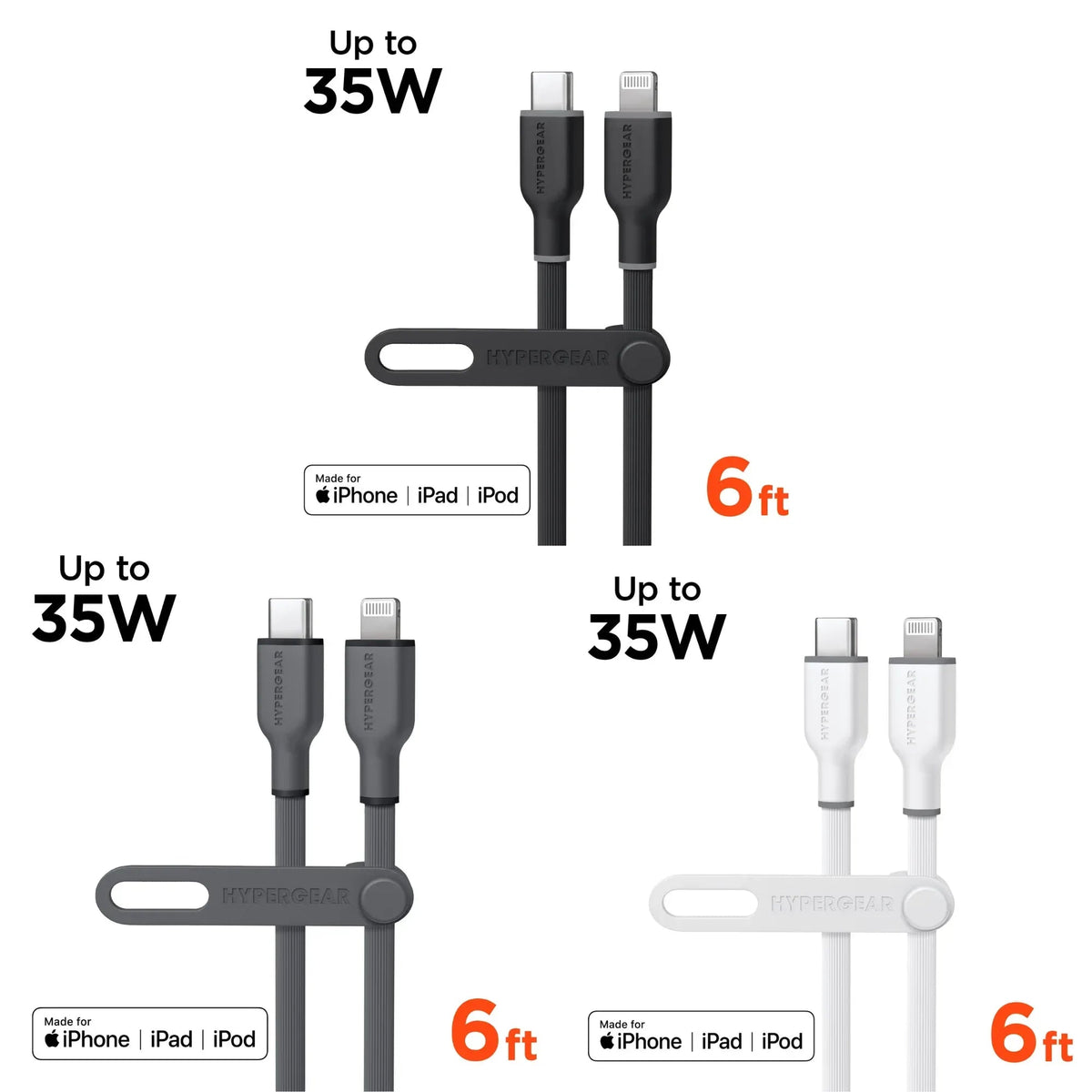 HyperGear Flexi PRO USB-C to Lightning Cable 6ft - Snagva