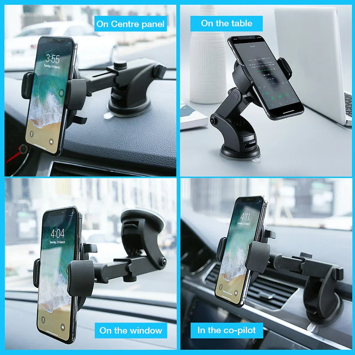 Car Phone Holder Long Rod Telescopic Car Dashboard Suction Cup Type - Snagva