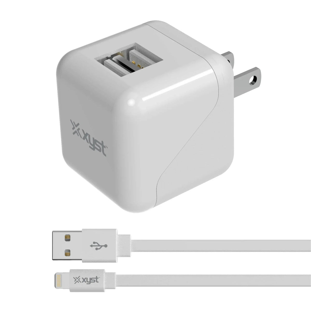 Xyst 2.4-Amp Dual USB Wall Charger With 4Ft Lightning Cable - Snagva