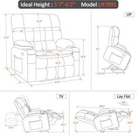 Large Wide Navy Blue Dual Motor Lift Recliner Massage And Heat