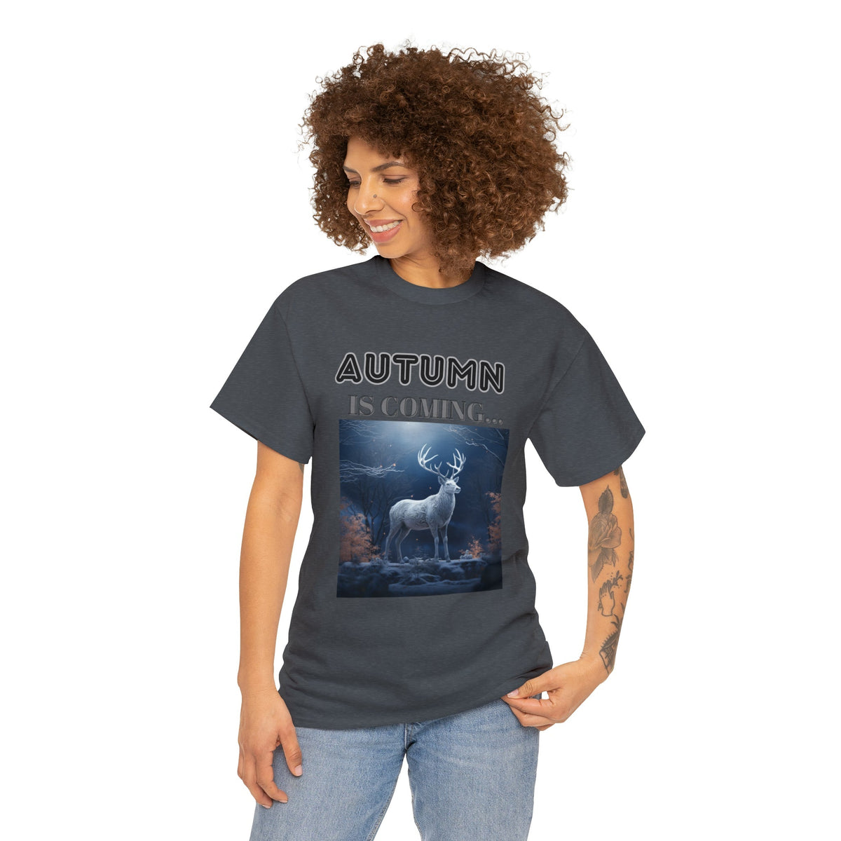 Autumn is coming: Fall Vibes T-shirts | Deer Drinking Brook Leaves Cha