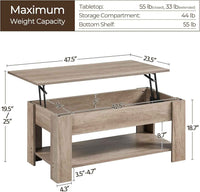 Lift Top Coffee Table With Hidden Compartment Grey