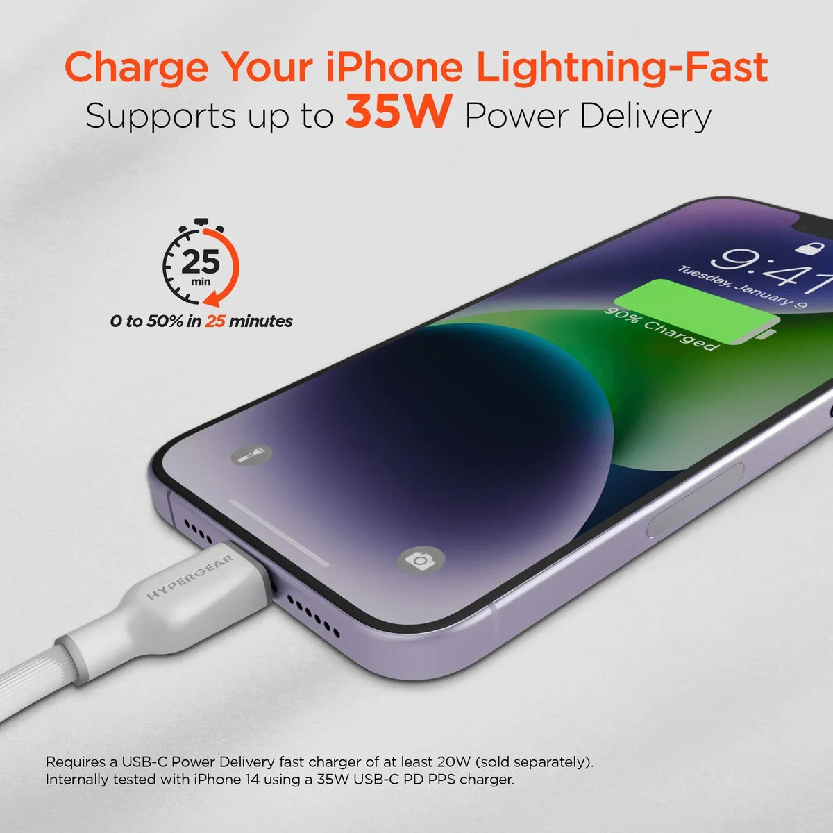 HyperGear Flexi PRO USB-C to Lightning Cable 6ft - Snagva
