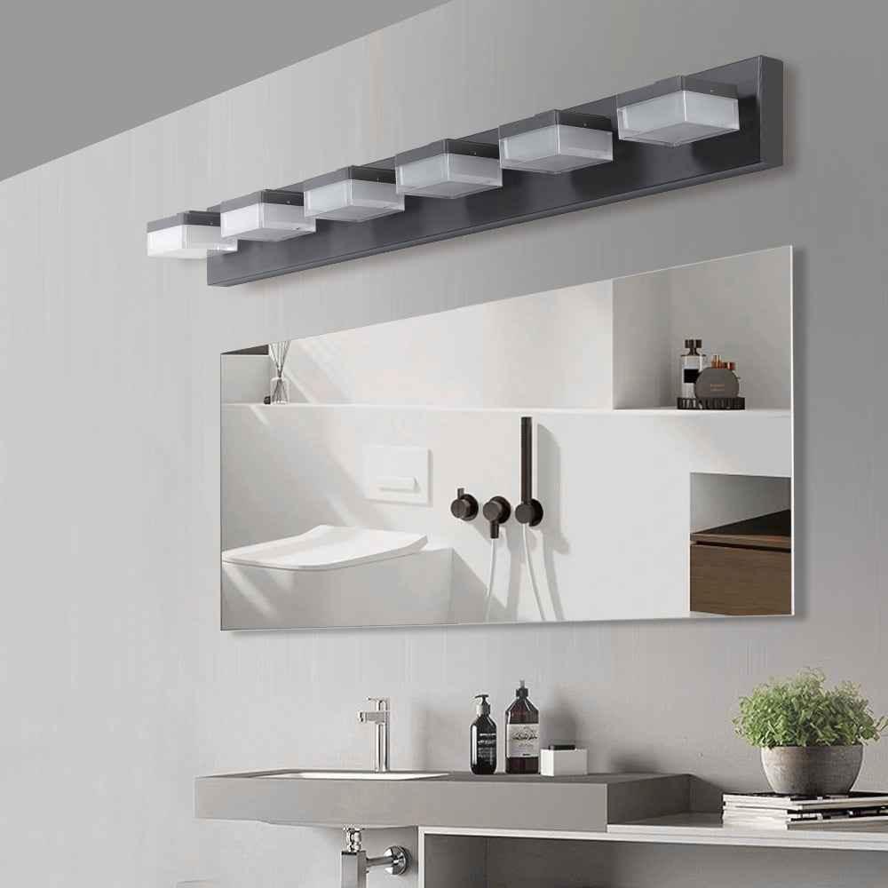 Modern 6-Light Black LED Vanity Mirror Light Fixture For Bathrooms And