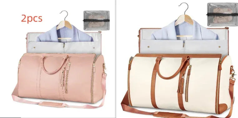 Large Capacity Travel Duffle Bag Women's Handbag Folding Suit Bag Waterproof Clothes Totes - Snagva