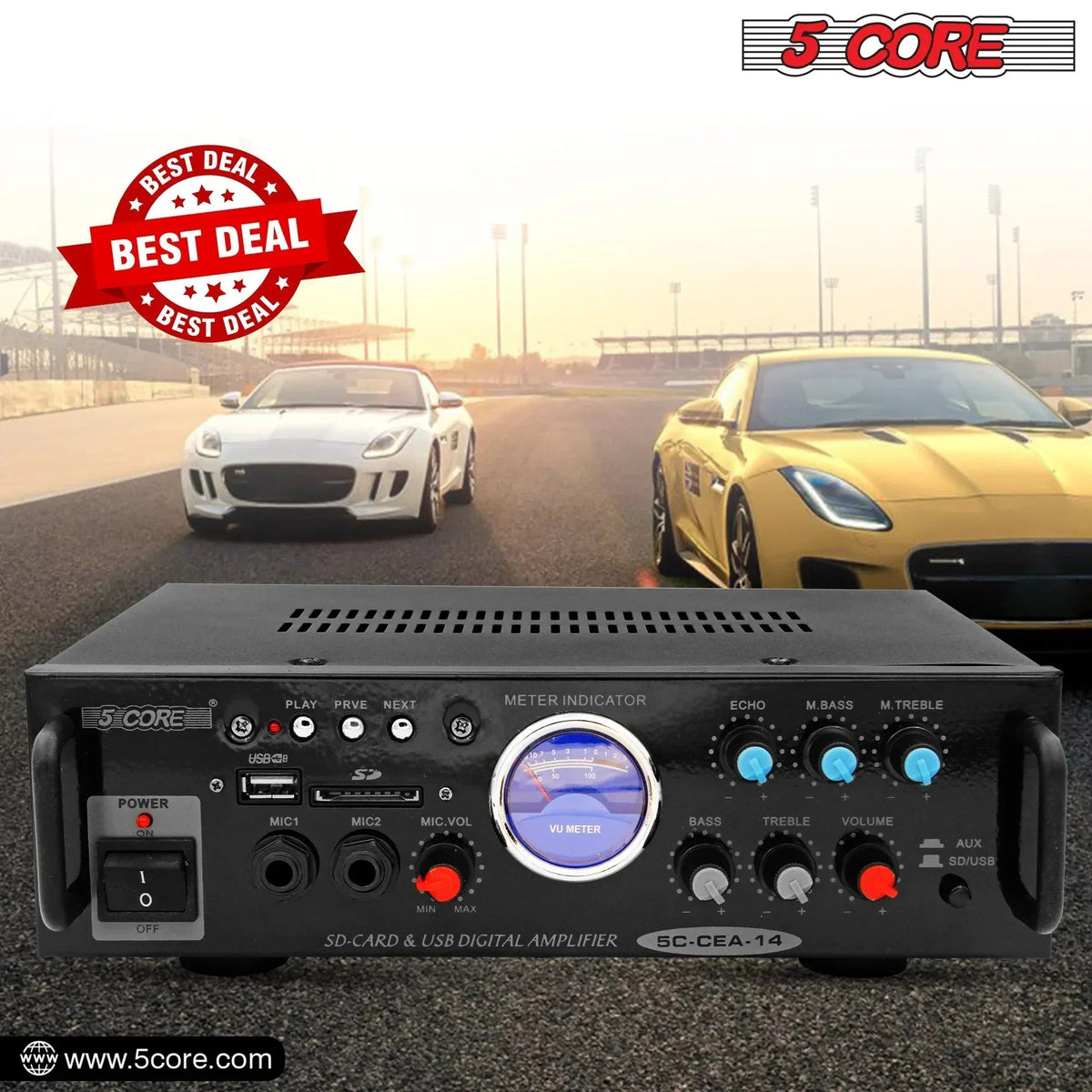 5Core Dual Channel Amplifier Car Audio System 300W Audio Reciver Car - Snagva