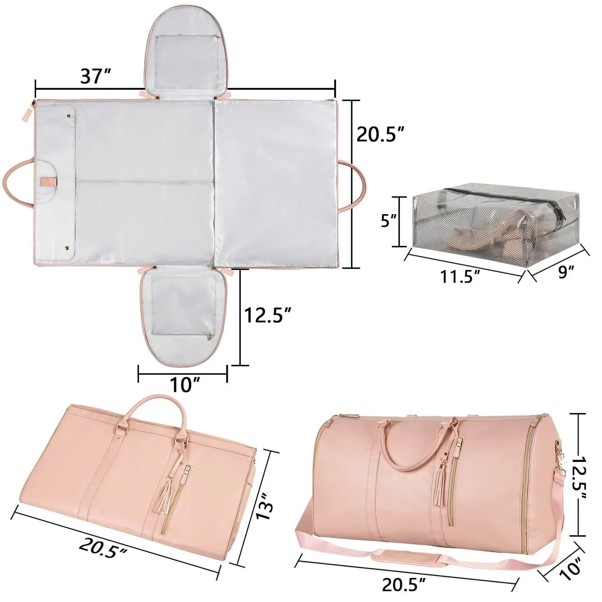 Large Capacity Travel Duffle Bag Women's Handbag Folding Suit Bag Waterproof Clothes Totes - Snagva