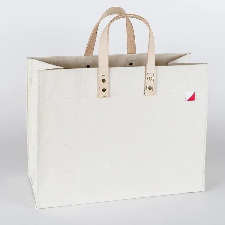 Box Tote Bag Canvas and Leather - Snagva