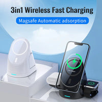 White foldable wireless charger with magnetic charging surfaces shown open.