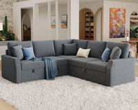Oversized L Shaped Sleeper Sectional Sofa With Storage