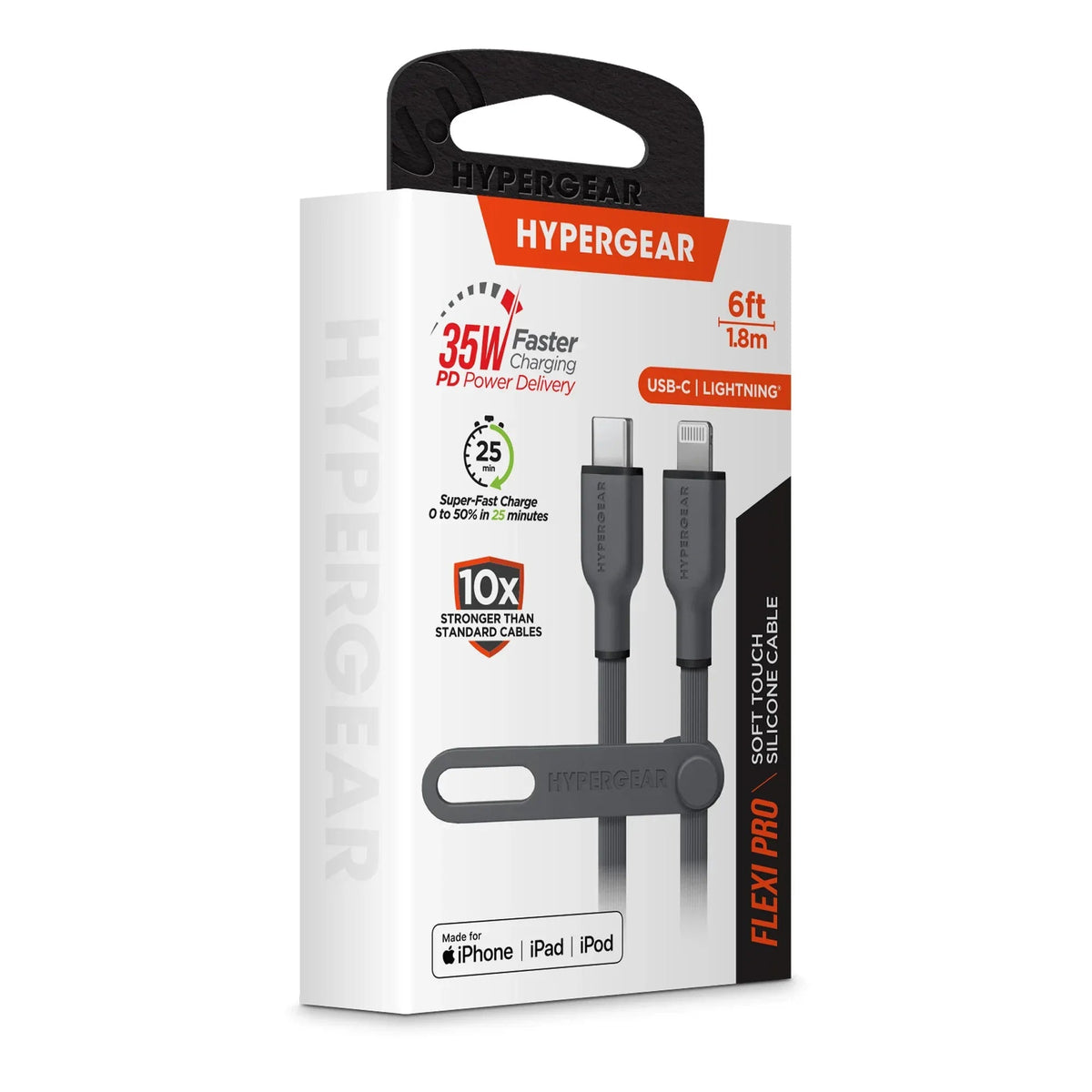 HyperGear Flexi PRO USB-C to Lightning Cable 6ft - Snagva