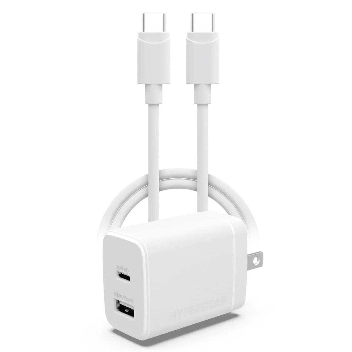 HyperGear 30W PD Dual Wall Charger + USB-C to USB-C - Snagva