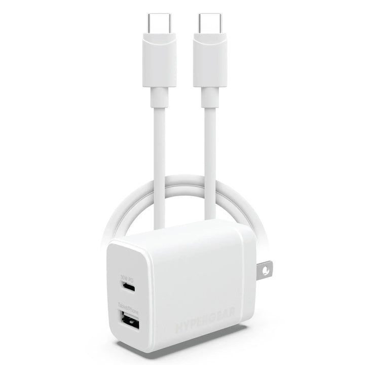 HyperGear 30W PD Dual Wall Charger + USB-C to USB-C - Snagva