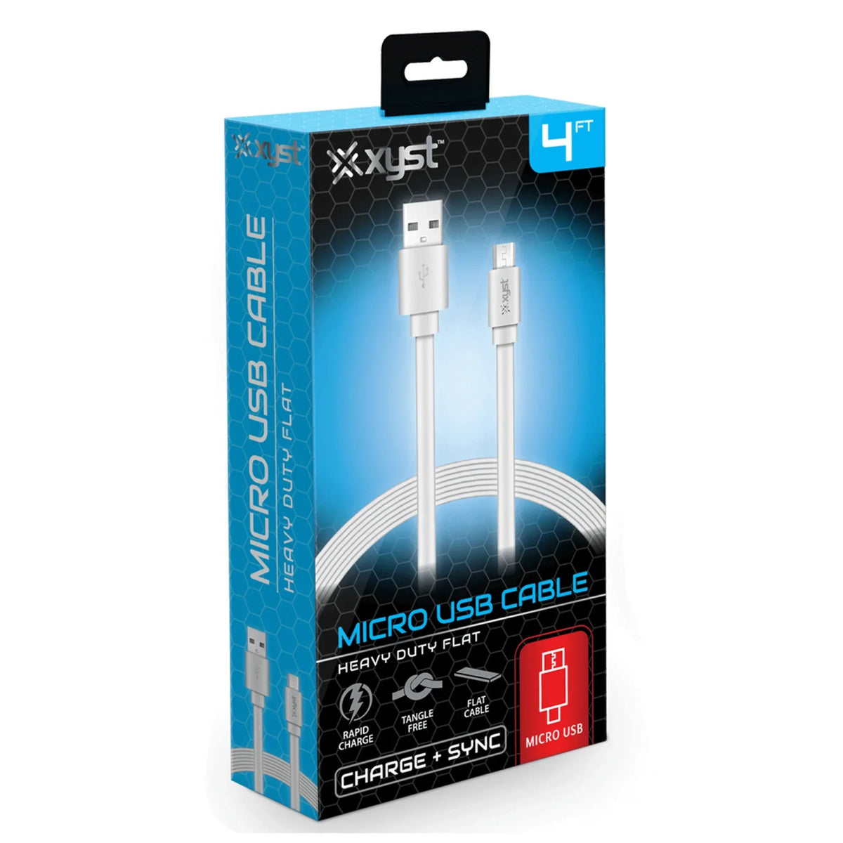 Xyst Charge and Sync USB to Micro USB Flat Cable 4Ft - Snagva