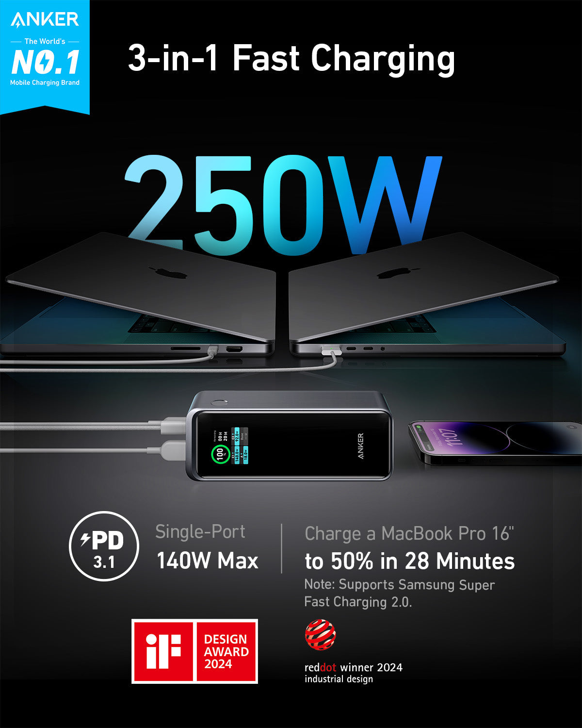 Anker Prime 27650mAh Power Bank 250W - product view 2