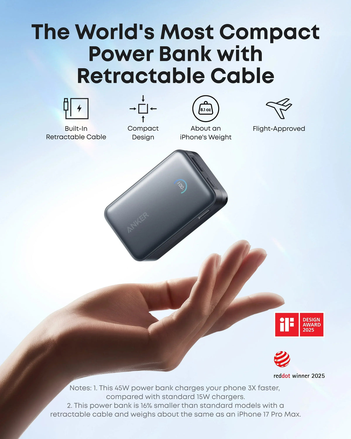 Anker Nano Power Bank (10K, 45W, Built-In Retractable USB-C Cable) - Snagva