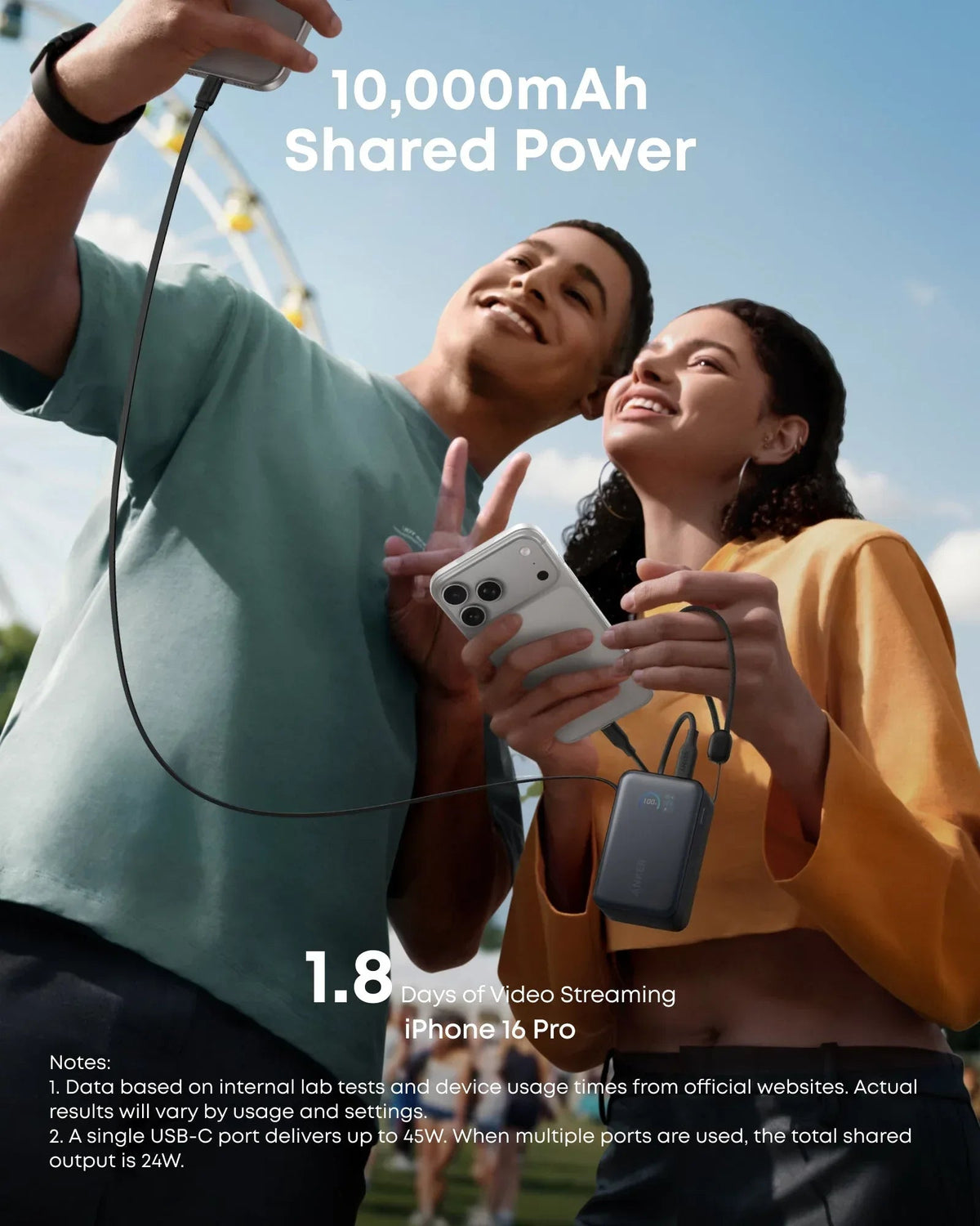 Anker Nano Power Bank (10K, 45W, Built-In Retractable USB-C Cable) - Snagva