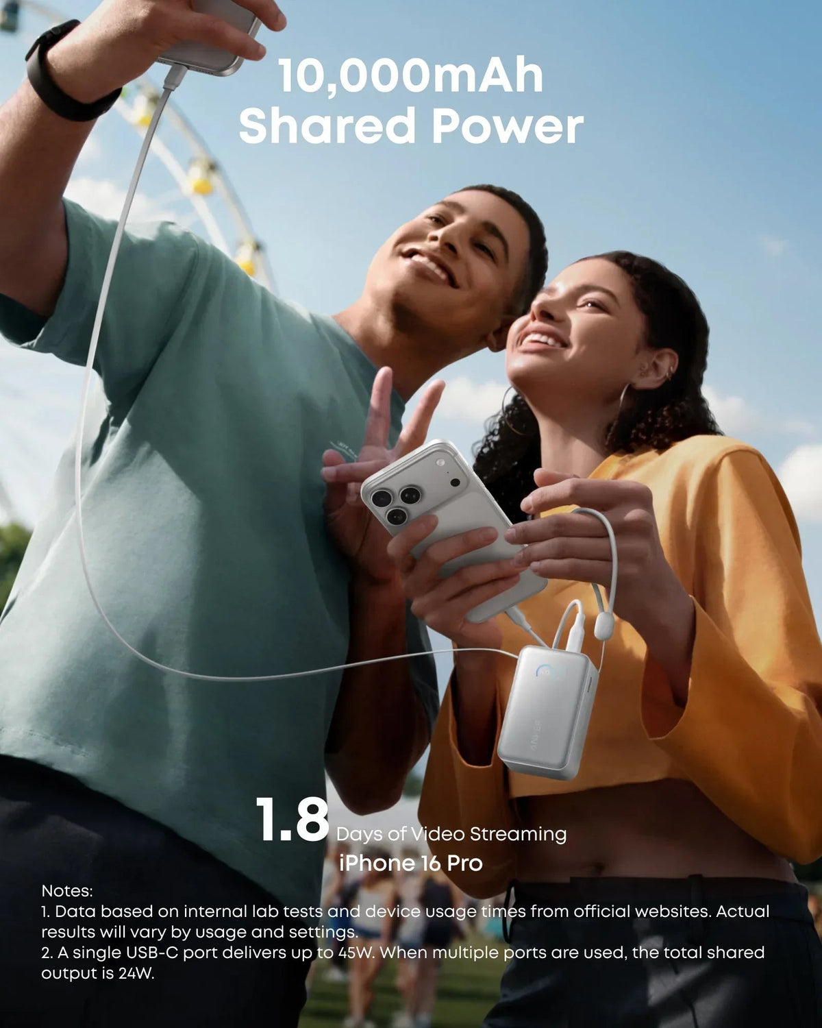 Anker Nano Power Bank (10K, 45W, Built-In Retractable USB-C Cable) - Snagva