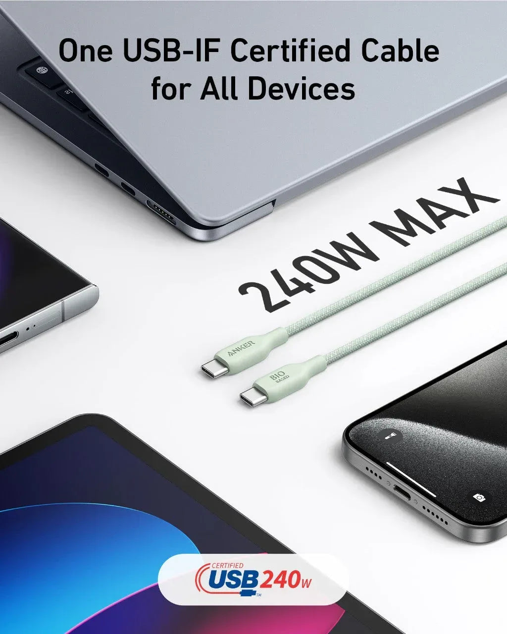 Anker 543 USB-C to USB-C Cable (Bio-Braided,6 ft) - Snagva