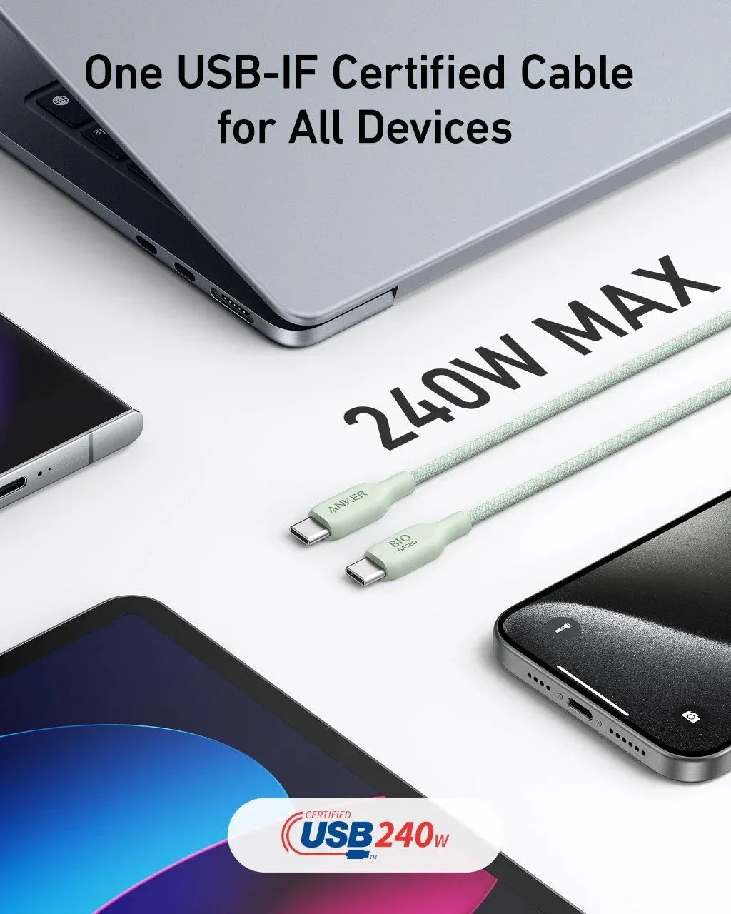 Anker 543 USB-C to USB-C Cable (Bio-Braided,6 ft) - Snagva