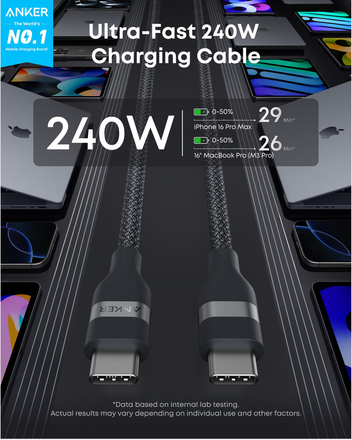 Anker USB-C to USB-C Cable 240W braided - product view 2