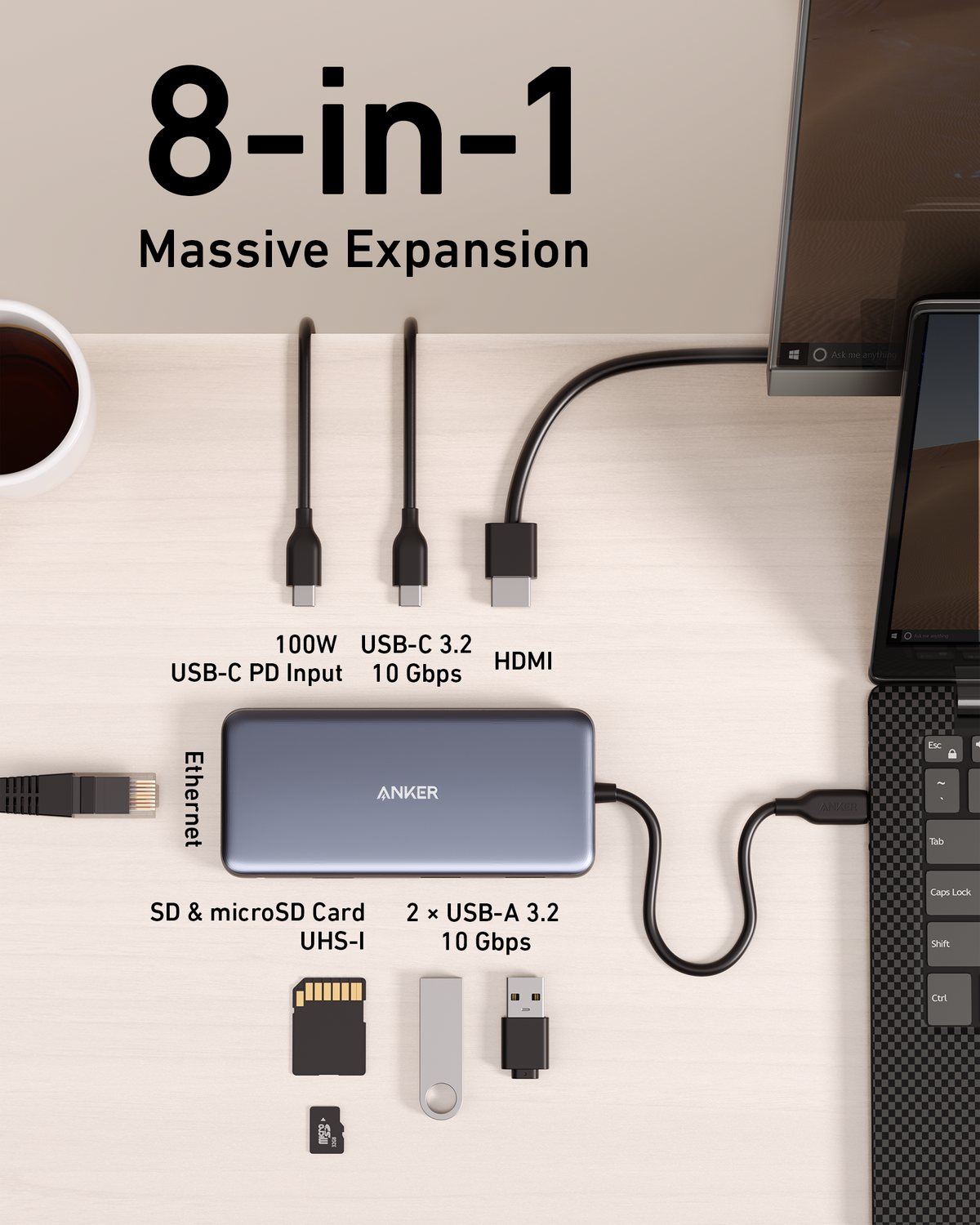 Anker 555 USB-C Hub 8-in-1 - product view 2