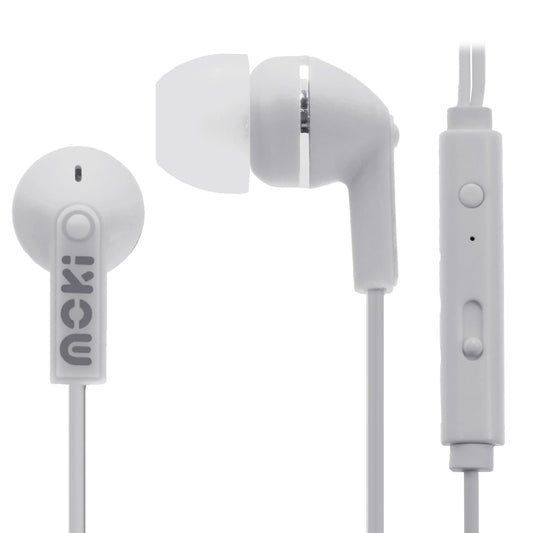 MOKI Noise Isolation Earbuds with microphone & control - WHITEÂ 