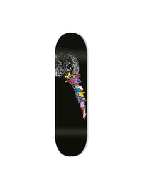 White skateboard deck featuring colorful graffiti-style hummingbird artwork