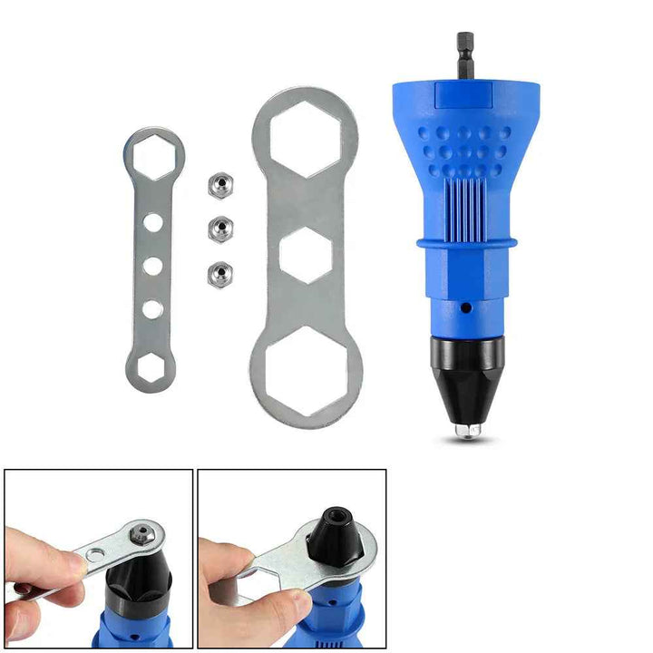 Snagva electric rivet nut gun adaptor attachment for cordless power drills, blue aluminum alloy body