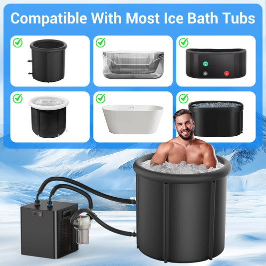 Cold Plunge Chiller for Ice Baths - 1/3 HP Water Chiller with Built-In Filter & Pump | Fast Cooling 42-86F, Fits Most Tubs