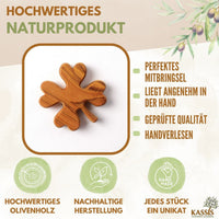 Kleeblatt Handschmeichler aus Olivenholz | Glücksbringer als Geschenk
