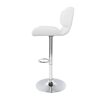 Bar stool seat showing smooth white PU leather finish and curved ergonomic design.