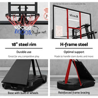 Detail of the clear shatterproof backboard on the Everfit portable basketball ring.