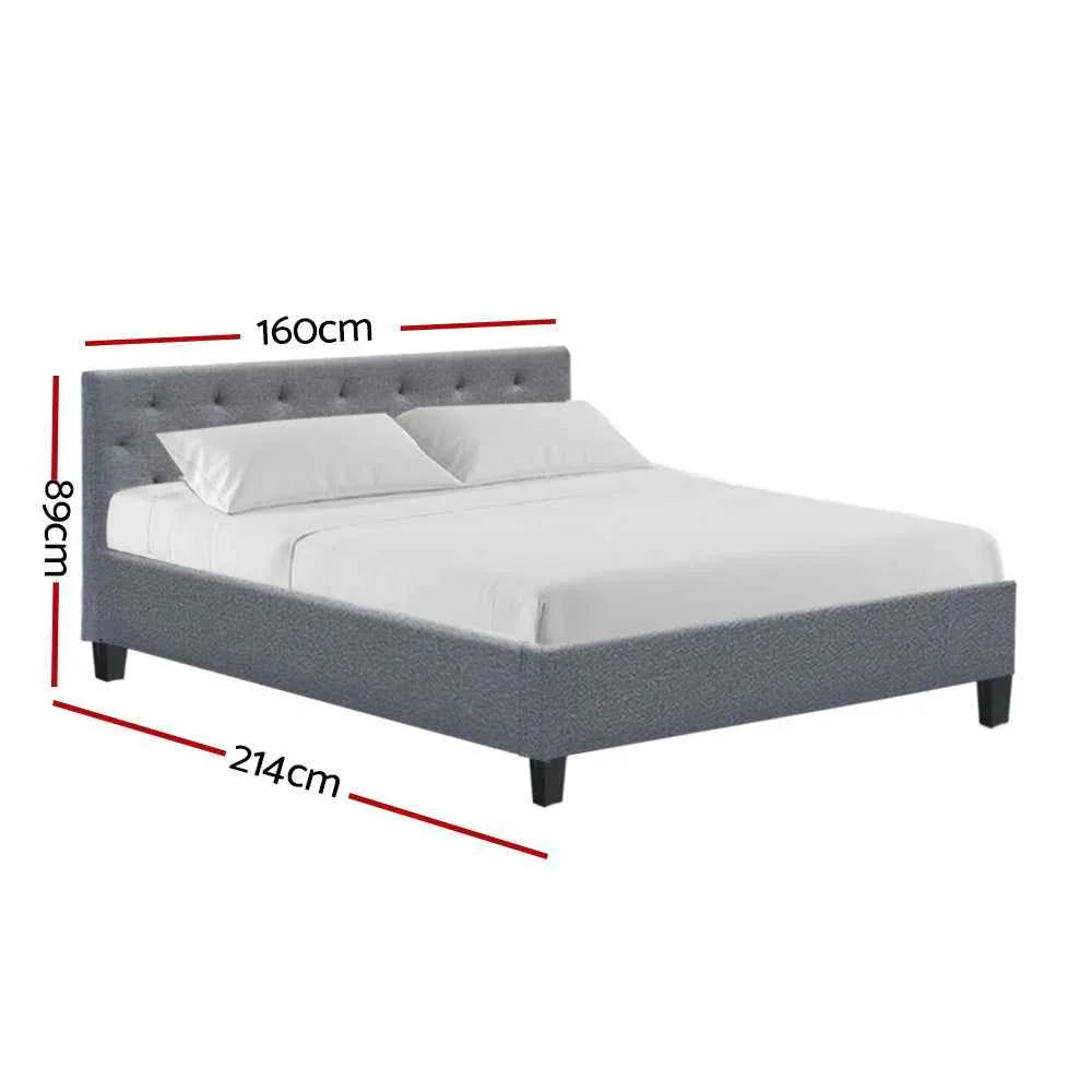 Artiss Vanke Bed Frame Fabric- Grey Queen