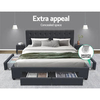 Open storage drawer under the double bed frame showing spacious interior.