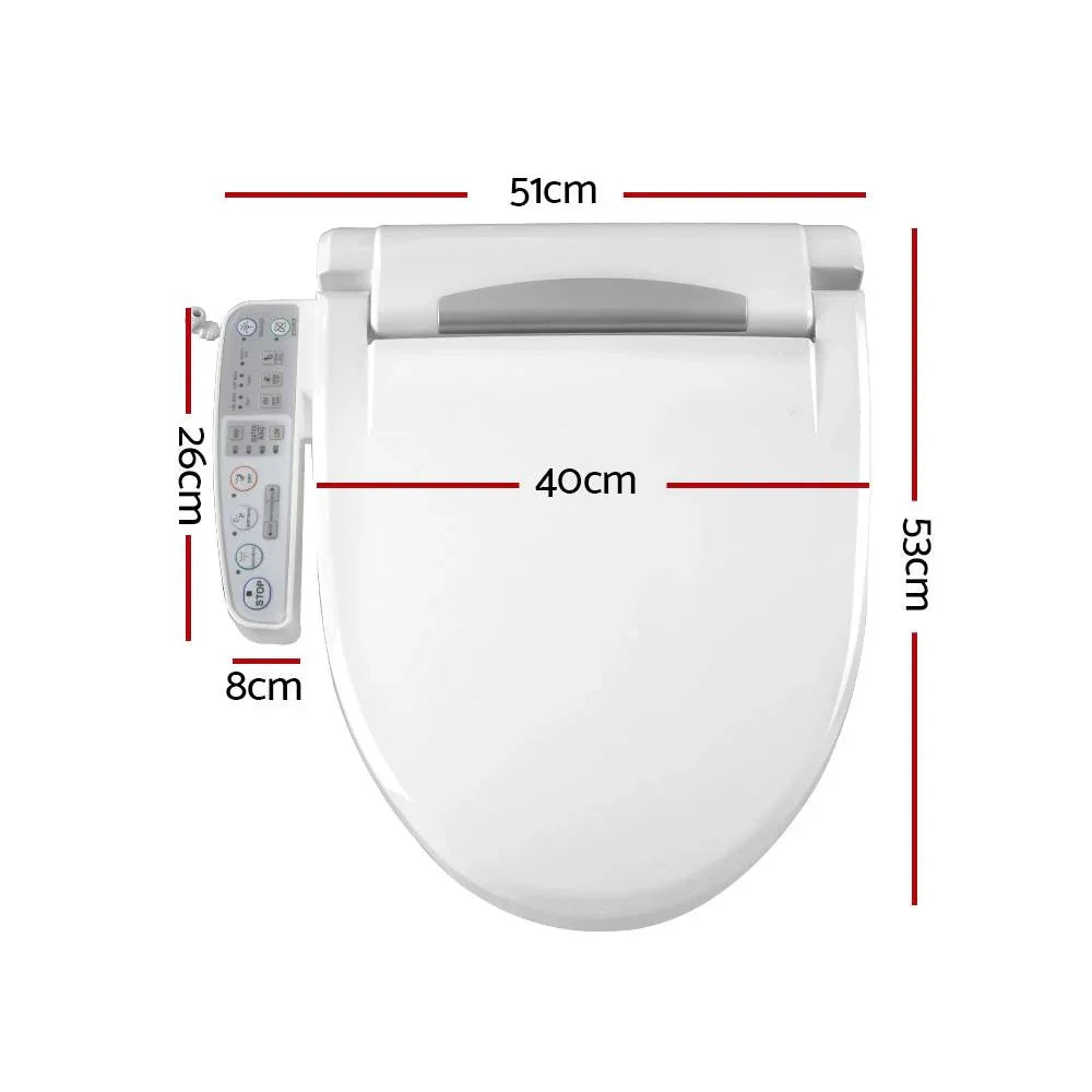 Top view of a bidet electric toilet seat cover showing smooth design and button panel.