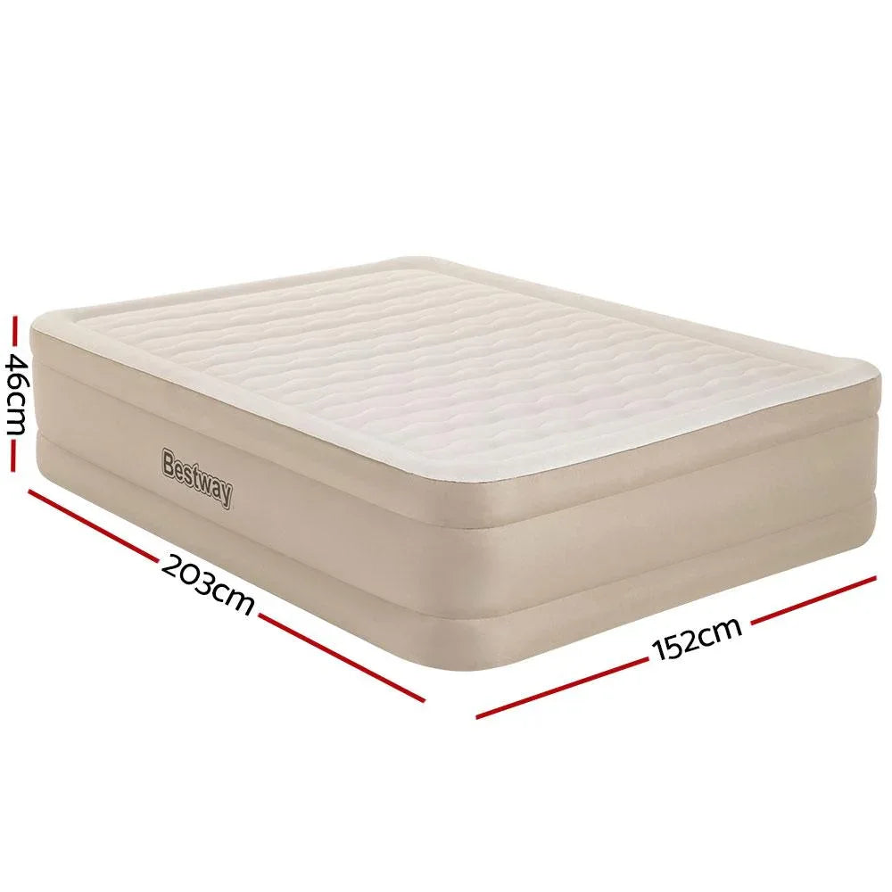 Close-up of the Bestway air bed’s smooth flocked surface and stitching detail.
