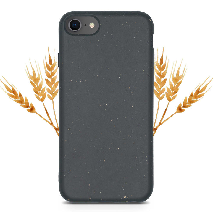 Black biodegradable phone case on white background showcasing eco-friendly design.