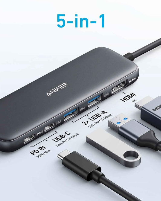 Refurbished Anker 332 USB-C Hub - 5-in-1 Connectivity Solution