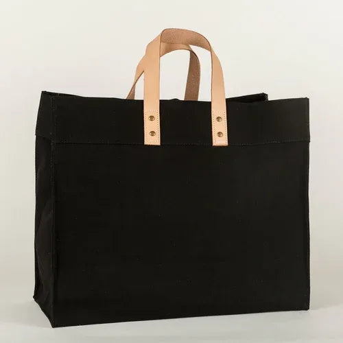 Box Tote Bag Canvas and Leather - Snagva