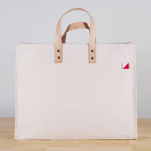 Box Tote Bag Canvas and Leather - Snagva