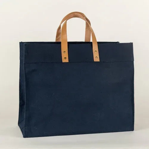Box Tote Bag Canvas and Leather - Snagva
