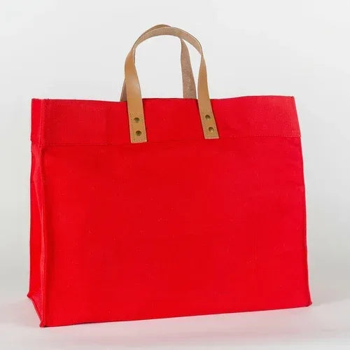 Box Tote Bag Canvas and Leather - Snagva