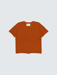 Burnt orange short sleeve top for kids, displayed on a white background