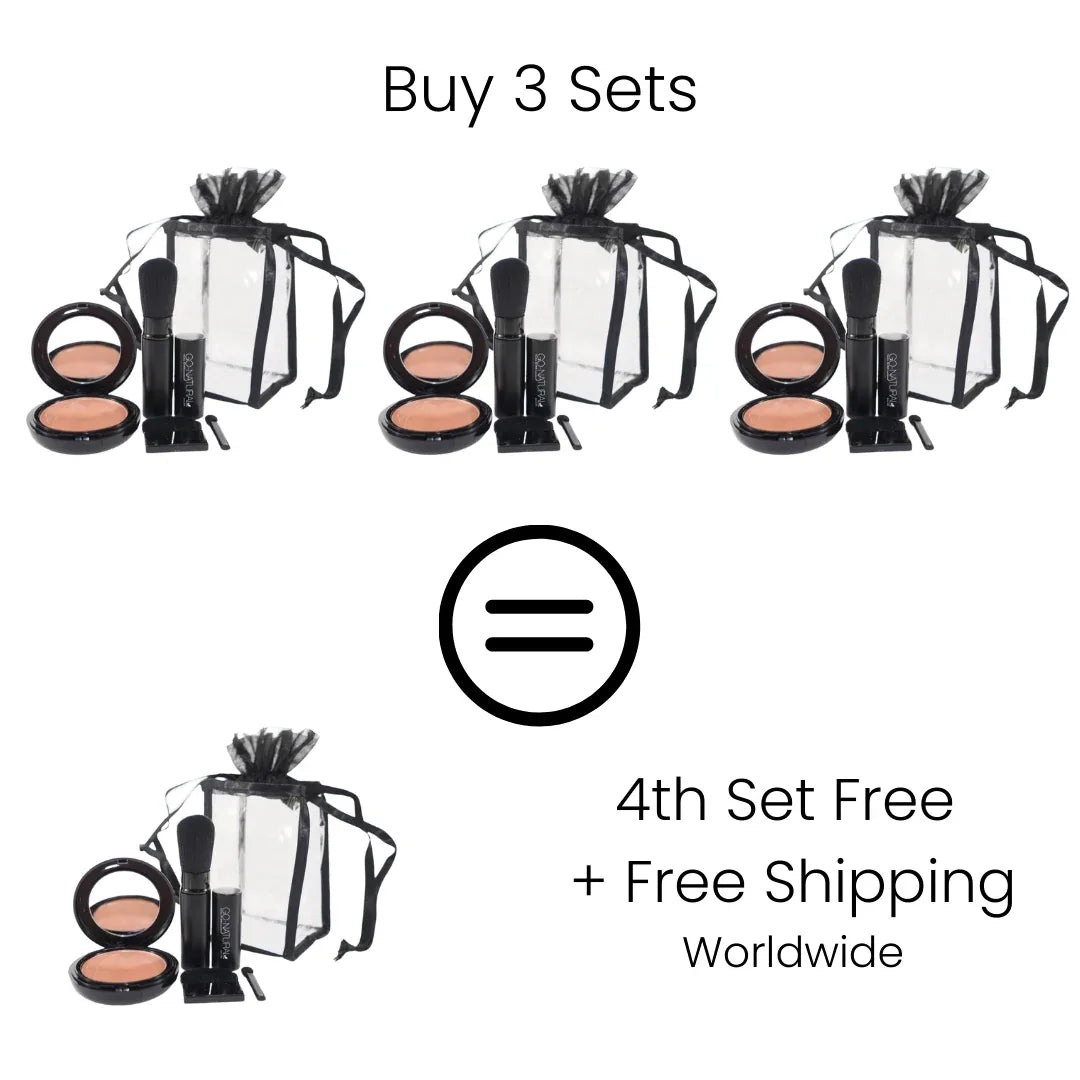 Promotional graphic showing offer for free fourth GO NATURAL set and free worldwide shipping.
